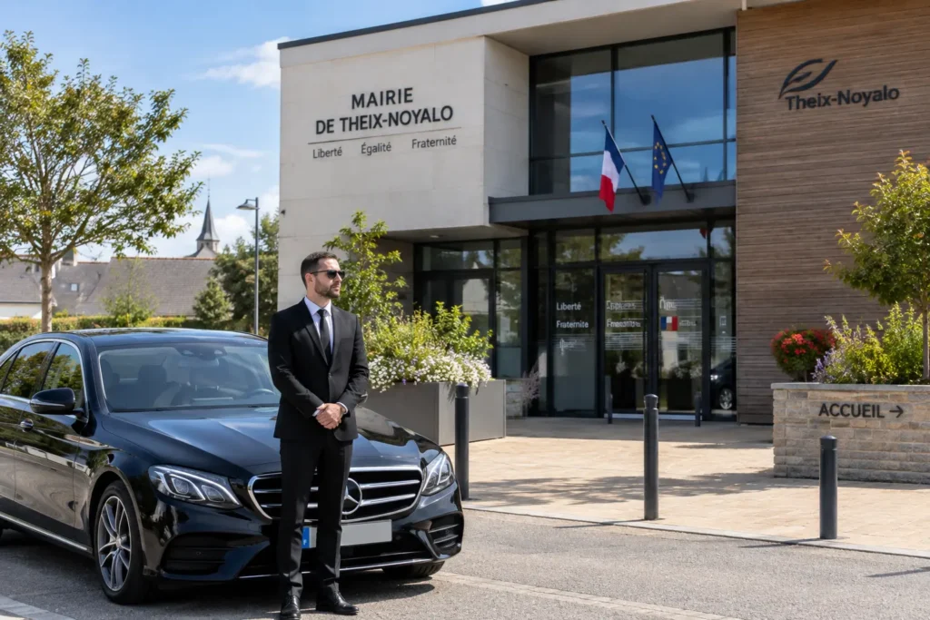 Un chauffeur VTC Hermine Cab raccompagne ses passagers à Theix-Noyalo, près de Vannes